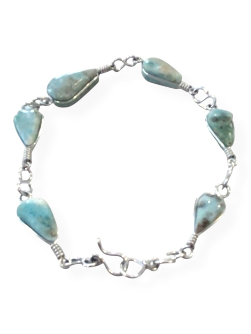 Amazonite Beaded Bracelet With Sterling Silver Chain Handmade Jewelry For Women